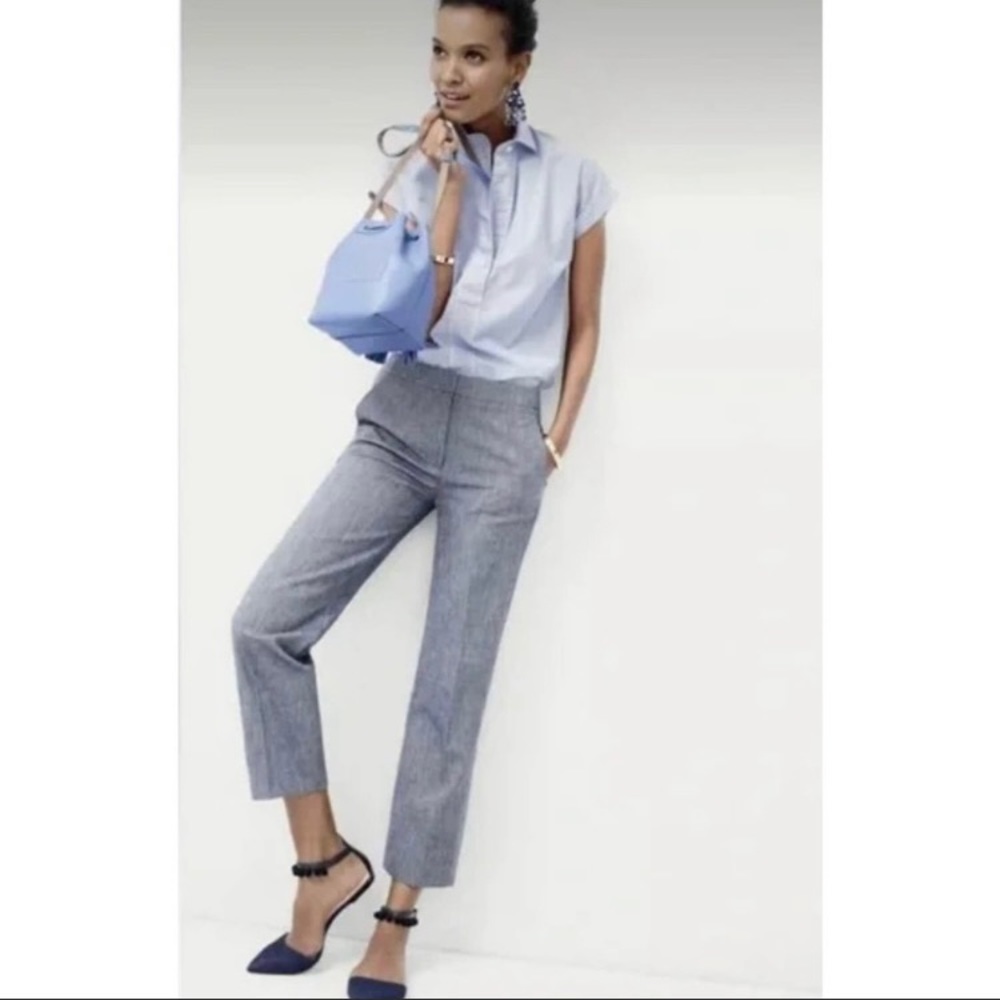 J. Crew Blue Chambray “Patio” Crop Leg Pants Size 6
